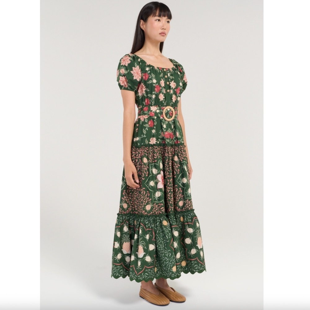FARM RIO GARDEN GREEN MAXI DRESS L - Picture 2 of 14